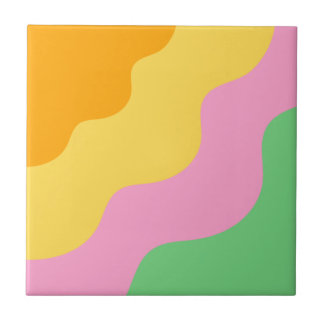 Gelb Grün Pink Wellig Gestreift Modern Chic Fliese