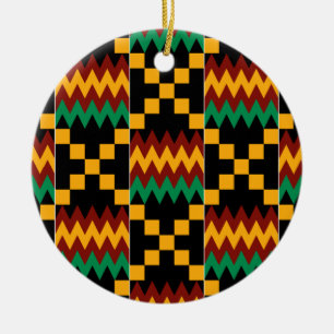 Gelb, Grün, Rot, Schwarz Kente Tuch Keramikornament