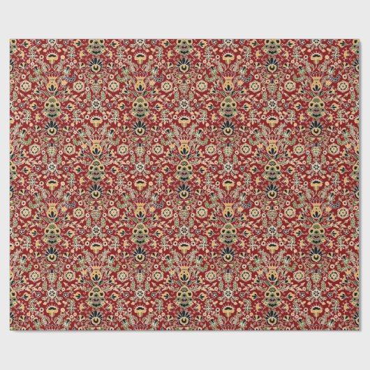 Gelb, grün, schwarz auf tiefrot geschenkpapier (Flach)