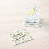 Gelb grün und Gold PINEAPPLE GLÜCKLICH SOMMER Rechteckiger Pappuntersetzer (Vor Ort)