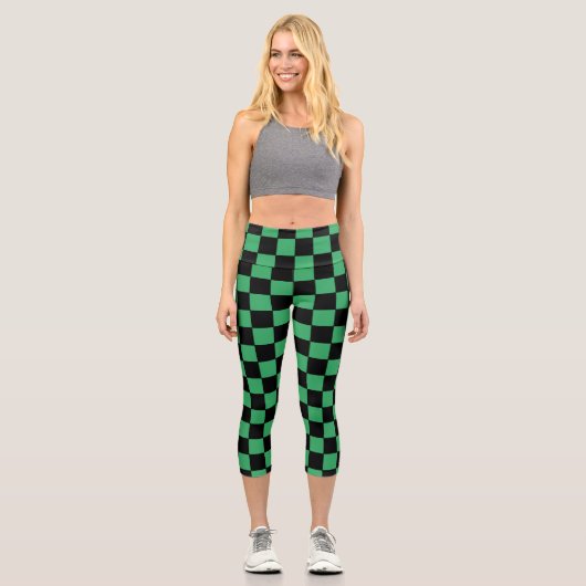 Gelb grün und schwarz capri leggings (Vorderseite)