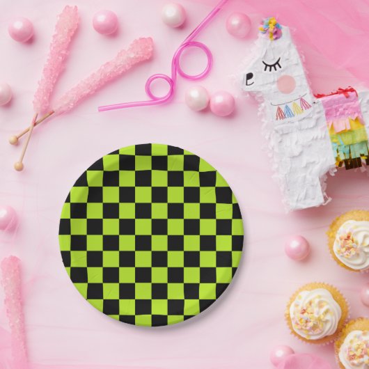 Gelb grün und schwarz pappteller (Party)