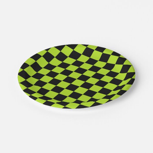 Gelb grün und schwarz pappteller (Schrägansicht)