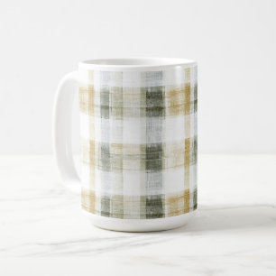 Gelb Grün Weiß Kariert Gestreift Kaffeetasse