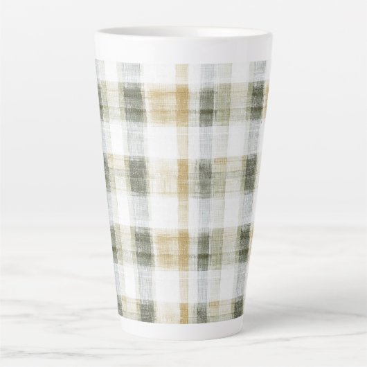 Gelb Grün Weiß Kariert Gestreift Milchtasse (Vorderseite)