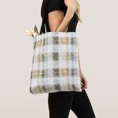 Gelb Grün Weiß Kariert Gestreift Tasche (Von Nahem)