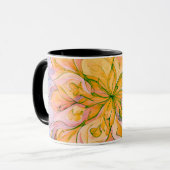 Gelb-grüne Aquarell-Blumen-Boho-Mandala Tasse (Vorderseite Links)