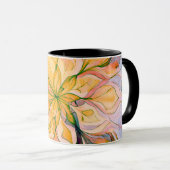 Gelb-grüne Aquarell-Blumen-Boho-Mandala Tasse (VorderseiteRechts)