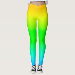 Gelb Grüne Blaue Farbverlauf Vibrante Ombre Sportl Leggings