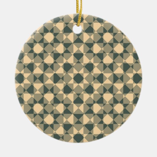 Gelb Grüne Checker-Diamant-Karomuster Keramik Ornament (Vorne)