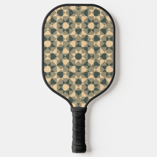 Gelb Grüne Checker-Diamant-Karomuster Pickleball Schläger (Vorderseite)