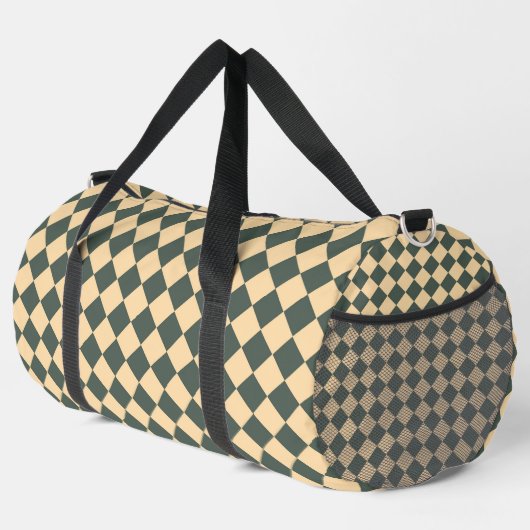 Gelb Grüne Checker-Diamant-Muster groß Duffle Bag (Rechte Ecke)