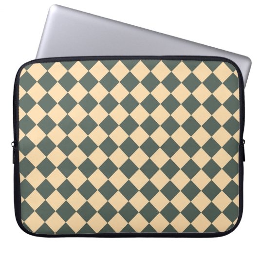 Gelb Grüne Checker-Diamant-Muster Laptopschutzhülle (Vorderseite)