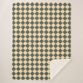 Gelb Grüne Checker-Diamant-Muster Sherpadecke