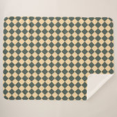 Gelb Grüne Checker-Diamant-Muster Sherpadecke (Vorderseite (Horizontal))