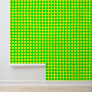 Gelb Grüne Checker-Diamant-Muster Tapete