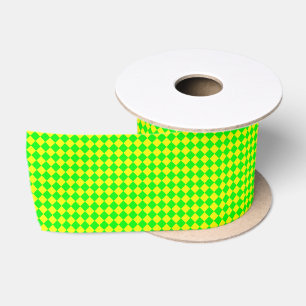 Gelb Grüne Diamant Schachbrettmuster Satinband