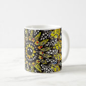 Gelb Grüne Handgezeichnete Mandala-Design Kaffeetasse (VorderseiteRechts)