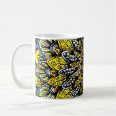 Gelb Grüne Handgezeichnete Mandala-Design Kaffeetasse (Links)
