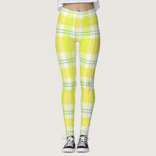 Gelb Grüne Karierte Leggings