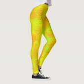 Gelb Grüne Orange Wirbel Muster Leggings (Rechts)