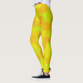 Gelb Grüne Orange Wirbel Muster Leggings (Links)