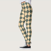 Gelb Grüne Schachbrett-Diamant-Muster Leggings (Links)