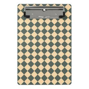 Gelb Grüne Schachbrett-Diamant-Muster Mini Klemmbrett