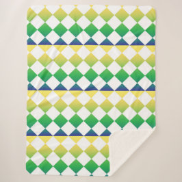 Gelb Grüne Schachbrett-Diamant-Muster Sherpadecke