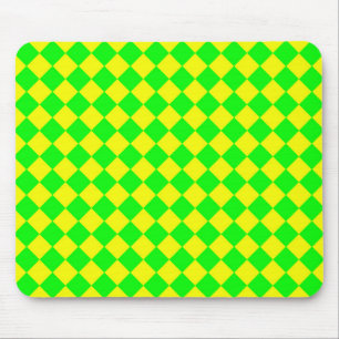 Gelb Grüne Schachbrett-Diamantmuster Mousepad