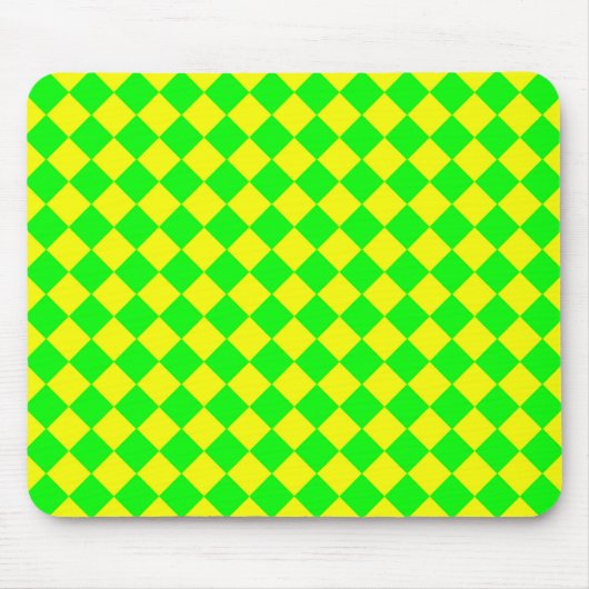 Gelb Grüne Schachbrett-Diamantmuster Mousepad (Vorne)