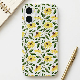 Gelb grüne Sonnenblume Wasserfarbe Wildblume iPhone 16 Hülle
