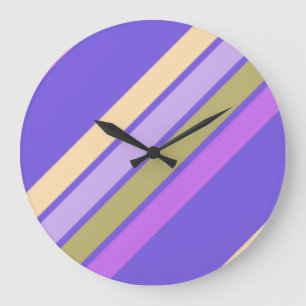 Gelb Grüne und verschiedene Violett-Töne Streifen Große Wanduhr