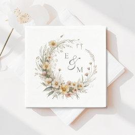 Gelb-grüner floraler Kranz Hochzeitsserviette Serviette
