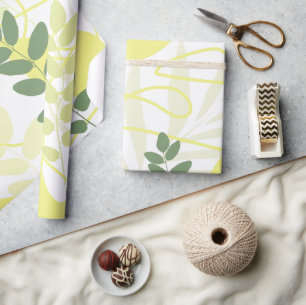 Gelb-grünes botanisches Sommer-Abstrakt Geschenkpapier