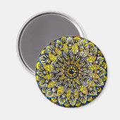 Gelb-grünes, handgezeichnetes Mandala-Design Magnet (Vorderseite/Rückseite)