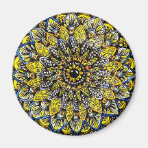 Gelb-grünes, handgezeichnetes Mandala-Design