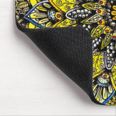 Gelb-grünes, handgezeichnetes Mandala-Design Mousepad (Ecke)