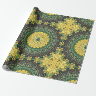 Gelb-grünes Kaleidoskop-Mandala-Muster Geschenkpapier