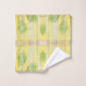 gelb-grünes Motiv Badhandtuch Set (Waschlappen)