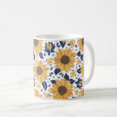 Gelb-grünes Sonnenblumenmuster Kaffeetasse (VorderseiteRechts)