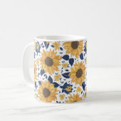 Gelb-grünes Sonnenblumenmuster Kaffeetasse (Vorderseite Links)