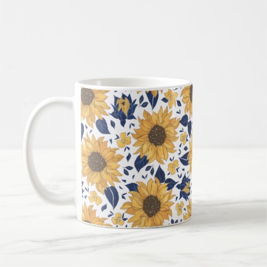 Gelb-grünes Sonnenblumenmuster Kaffeetasse (Links)