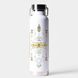 Gelb-grünes Stammesdesign Trinkflasche