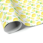 Gelb-grünes Zitronenmuster Geschenkpapier (Rolleneckpunkt)