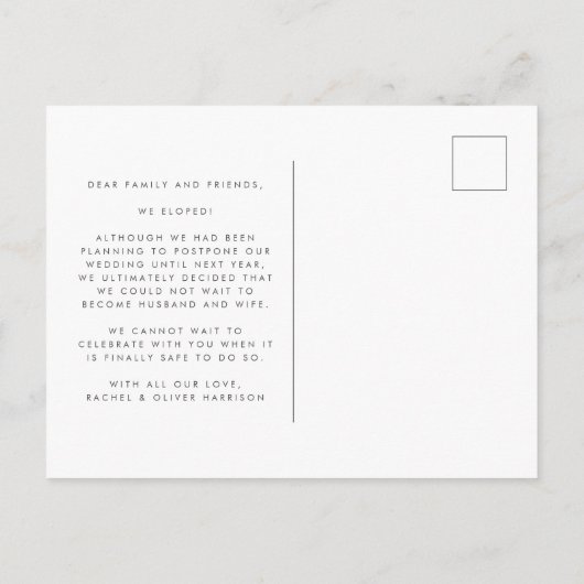 Gelb haben wir das Datum geändert, konnten aber ni Ankündigungspostkarte (Rückseite)