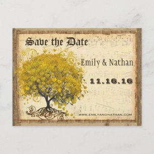 Gelb Herzblattbaum Save-the-Date Ankündigungspostkarte