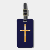 Gelb (Imitat Stein) Religiöses Kreuz/Personalisier Gepäckanhänger (Vorderseite vertikal)