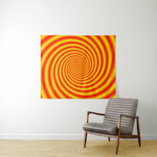 Gelb in Rot über Orange Spiral Wandteppich