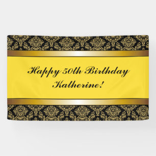 Gelb jedes Alter Gold Damask Geburtstagsbanner Banner